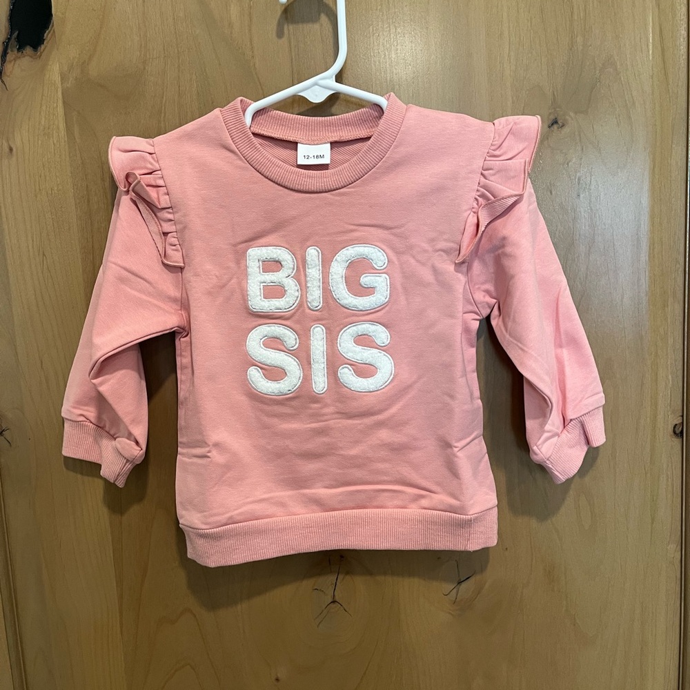 Pink Ruffled 'Big Sis' Kids Top